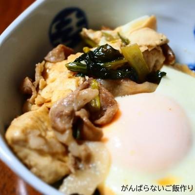 卵入り小松菜・豆腐・豚肉のうま煮