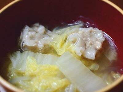 チルドシュウマイと白菜と春雨のスープ