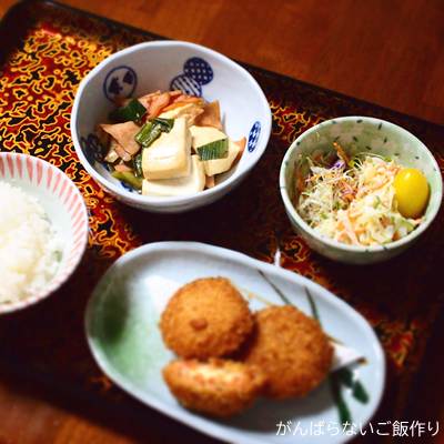 白ネギ・ハム・豆腐の炒め煮