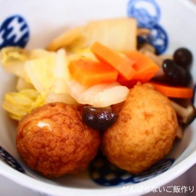 うずら卵天入りキャベツ・人参・しめじの煮物
