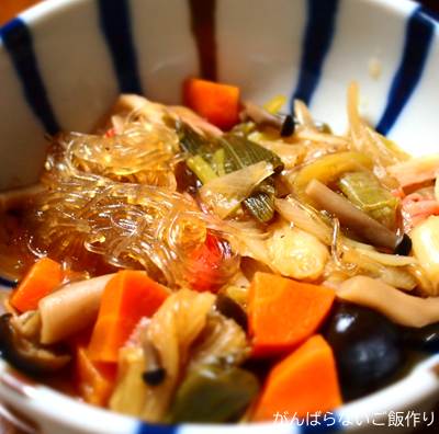 翌日の白菜と真だらの西京漬けの煮物に春雨を入れたアレンジ。