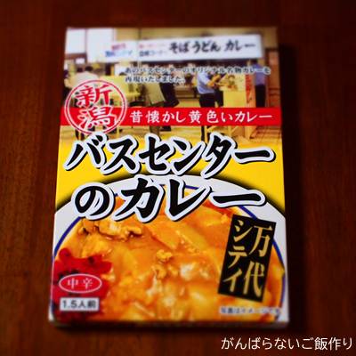 バスセンターのカレー、レトルトのパッケージ